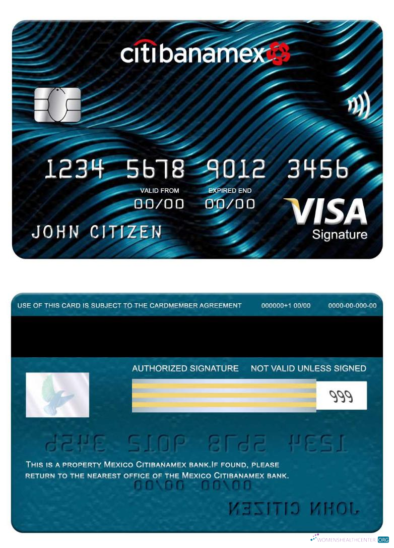 Download Mexico Citibanamex bank visa signature card Photoshop template